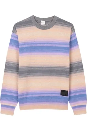 Paul Smith Stickade tröjor & koftor, Herr, M, Bomull, Randig bomullströja med rund hals
