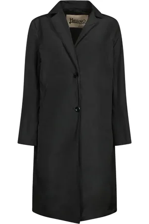 HERNO Kappa, Dam, S, Läder, Svart ytterkläder Klassisk Chic Lagring