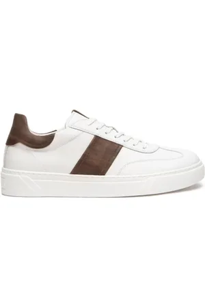 Nero Giardini Skor, Herr, 40 EU, Läder, Vita lädersneakers med brun insats