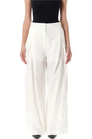 Low Classic Byxor, Dam, S, Bomull, Vita Wide Leg Bomullsbyxor