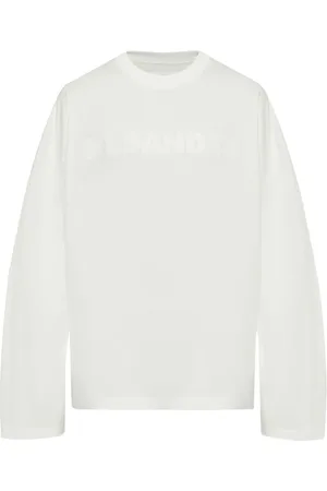 Jil Sander Topp, Herr, S, Bomull, Vit bomulls-T-shirt med logotryck