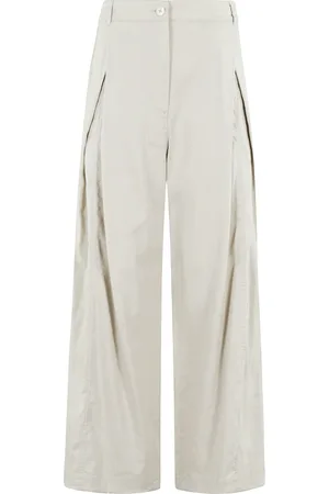 Low Classic Byxor, Dam, M, Linne, Hög Midja Linne Tuck Byxor