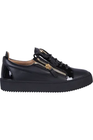 Giuseppe Zanotti Skor, Herr, 43 EU, Läder, Svarta Sneakers med Guld Detaljer