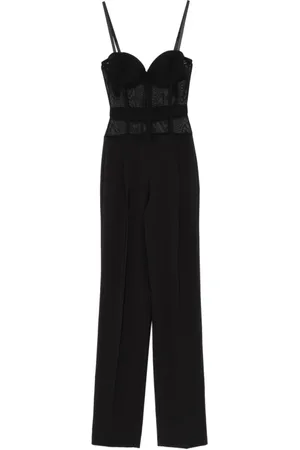 Elisabetta Franchi Jumpsuits & Playsuits, Dam, S, Polyester, Jersey Jumpsuit med Charmbälte