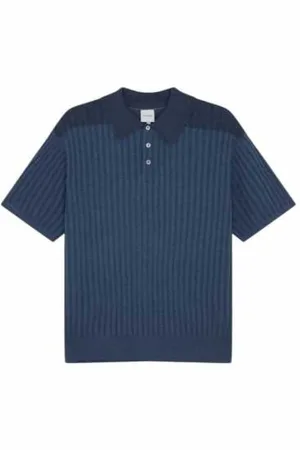 Paul Smith Topp, Herr, XL, Bomull, Randig Mesh Polotröja Lavendelblå