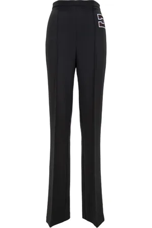 Elisabetta Franchi Byxor, Dam, L, Polyester, Dam Dragkedja Krok Rak Ben Byxor