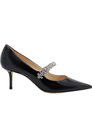 Jimmy Choo Skor, Dam, 39 EU, Läder, Svarta Stiletto Pumps med Strassrem