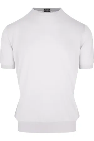 Kiton Stickade tröjor & koftor, Herr, M, Bomull, Vit Stickad T-shirt i Bomull