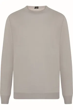 Kiton Sweatshirts & Hoodies, Herr, S, Bomull, Ribbstickad bomullströja med rund hals