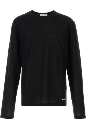 Jil Sander Topp, Herr, M, Bomull, Svart bomulls-T-shirt, klassisk stil