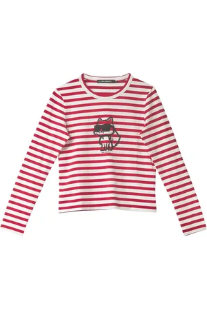 Karl Lagerfeld Topp, Dam, XL, Bomull, Ikon Print Stripe Lslv Top