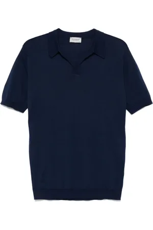 JOHN SMEDLEY Topp, Herr, M, Navy Polo Shirt Ribbed Cuffs