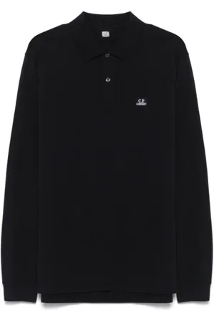 C.P. Company Topp, Herr, XL, Bomull, Svart Logopolo Långärmad Skjorta