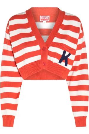 Kenzo Stickade tröjor & koftor, Dam, L, Bomull, Maglie Rouge Moyen Cardigan