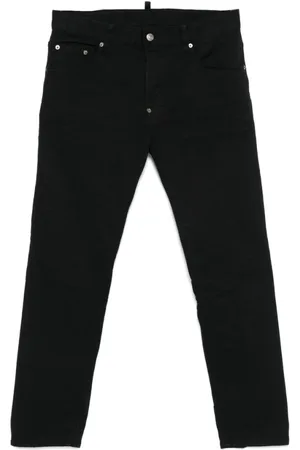 Dsquared2 Jeans, Herr, 4Xl, Bomull, Svarta Klassiska Jeans med Knappgylf