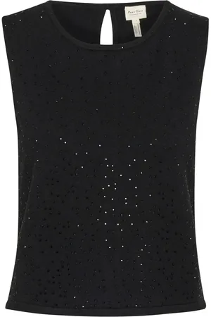 Part Two Topp, Dam, S, Rhinestone Stickad Topp