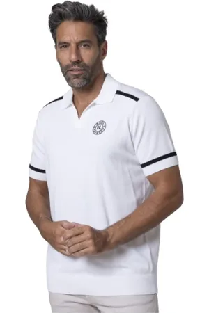 Karl Lagerfeld Topp, Herr, XL, Bomull, Vit pikétröja med skepparkrage