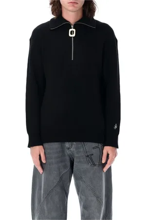 J.W.Anderson Stickade tröjor & koftor, Herr, L, Half-Zip Tröja Ankarbroderi
