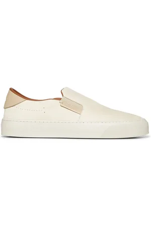 Moncler Skor, Herr, 45 EU, Läder, Vita Slip-On Sneakers med Logodetalj
