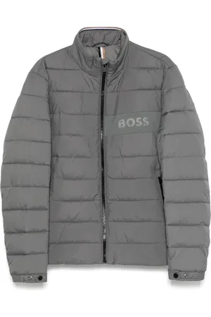HUGO BOSS Jacka, Herr, L, Quiltad Antracitgrå Dragkedja Jacka