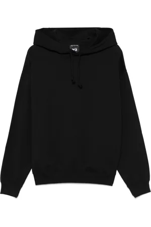 Y-3 Sweatshirts & Hoodies, Herr, L, Bomull, Grafisk Hoodie med Delade Fickor