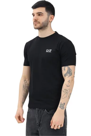 EA7 Topp, Herr, M, Bomull, Svart kortärmad T-shirt Modern stil