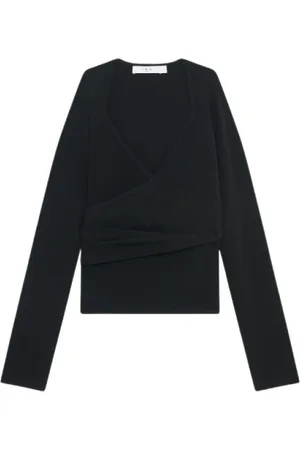 IRO Sweatshirts & Hoodies, Dam, M, V-ringad långärmad tröja med draperad detalj