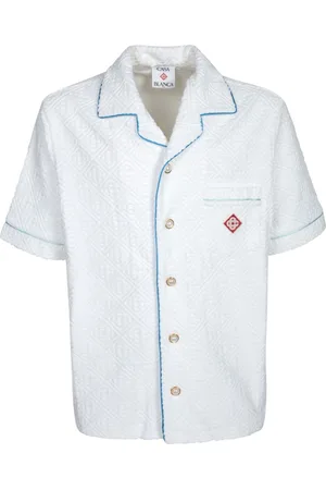 Casablanca Skjorta, Herr, L, Blå Monogram Kortärmad Skjorta