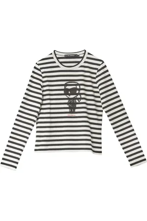 Karl Lagerfeld Topp, Dam, M, Bomull, Ikon Print Stripe Lslv Top