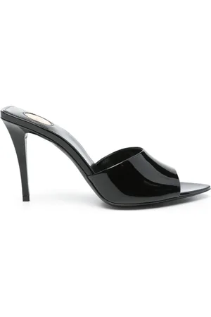 Saint Laurent Skor, Dam, 37 EU, Läder, Svarta högklackade lädersandaler