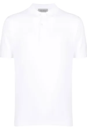 JOHN SMEDLEY Topp, Herr, L, Bomull, Vit Stickad Polotröja