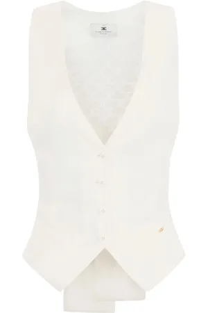 Elisabetta Franchi Jacka, Dam, S, Ivory Ärmlös Jacka 360 Stil