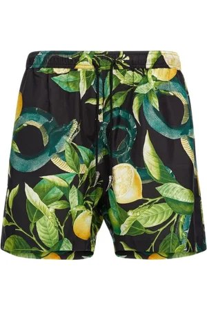 Roberto Cavalli Badkläder, Herr, L, Citrontryck simshorts svart man
