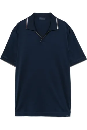 Paul & Shark Topp, Herr, XL, Bomull, Perlé Cotton Jersey Polo med randig detalj