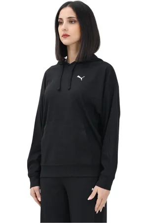 PUMA Sweatshirts & Hoodies, Dam, M, Svart huvtröja Elevated Comfort Rib