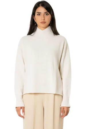 VANISÉ Stickade tröjor & koftor, Dam, M, Kashmir, Hög hals Merino Cashmere Tröja - Smör