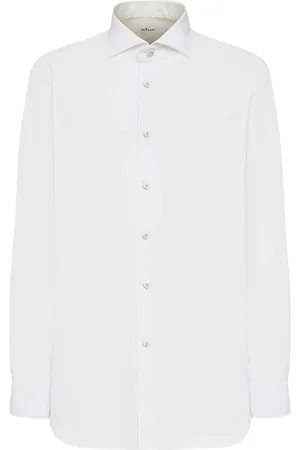 Kiton Skjorta, Herr, 5Xl, Bomull, Vit Bomullsskjorta