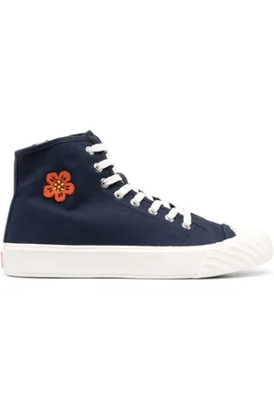 Kenzo Skor, Herr, 43 EU, Bomull, Midnattsblå blomstermönstrade high-top sneakers