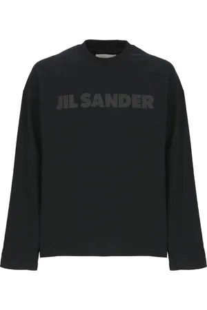 Jil Sander Stickade tröjor & koftor, Herr, L, Bomull, Bomulls T-shirt med Rund Hals