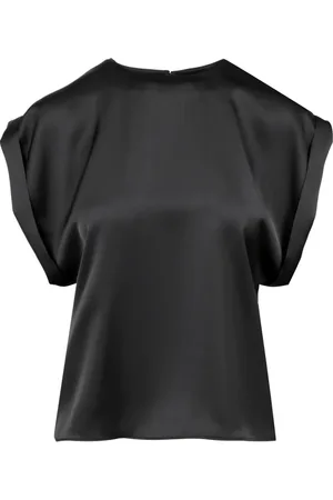 Serafini Blusar & Skjortor , Dam, S, Svart Satin Vingsleeve Klänning