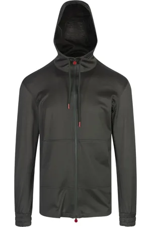 Kiton Sweatshirts & Hoodies, Herr, L, Bomull, Grön bomulls sweatshirt med dragkedja