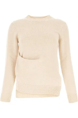 Jil Sander Stickade tröjor & koftor, Dam, 2Xs, Bomull, Elfenbensfärgad tröja i bomullsblandning