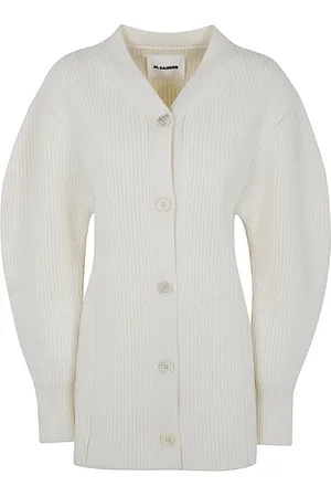 Jil Sander Stickade tröjor & koftor, Dam, S, V-ringad lång kofta