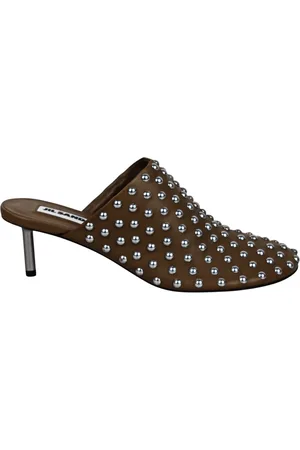 Jil Sander Skor, Dam, 37 EU, Läder, Stud-Embellished Metallic Mules