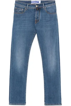 Jacob Cohen Jeans, Herr, W40, Blå Jeans Knappgylf Klassiska Fickor