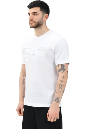 EA7 Topp, Herr, M, Bomull, Modern vit kortärmad T-shirt