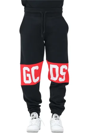 GCDS Byxor, Herr, S, Bomull, Sportiga Svarta Byxor med Logoband