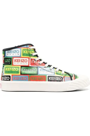 Kenzo Skor, Herr, 43 EU, Bomull, High-top Sneakers med allover-logotryck