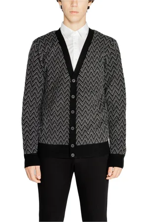 Antony Morato Stickade tröjor & koftor, Herr, L, Svart Geometrisk V-ringad Cardigan