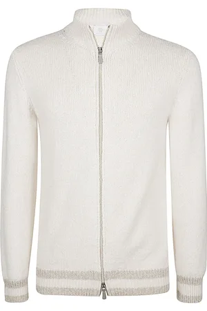 ELEVENTY Stickade tröjor & koftor, Herr, XL, Bomull, Zip Cotton Cardigan Stand Collar